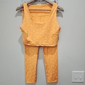 Nanette Lepore Activewear Athletic Sports‎ Bra/Top L & Legging Orange Floral M